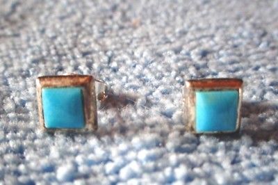 SOUTHWEST TURQUOISE STERLING SILVER POST EARRINGS