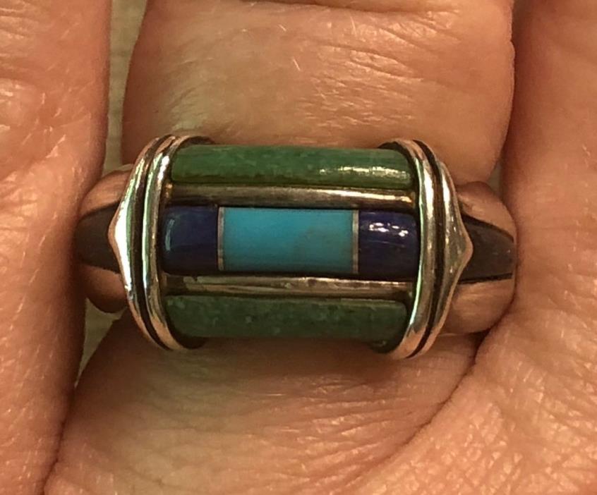CAROLYN POLLACK Relios Turquoise Multi-Stone Mosaic Ring--Sz 8