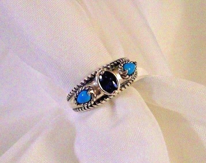 CAROLYN POLLACK POSSIBILITIES RING SIZE 9 WITH TURQUOISE/BLUE TOPAZ