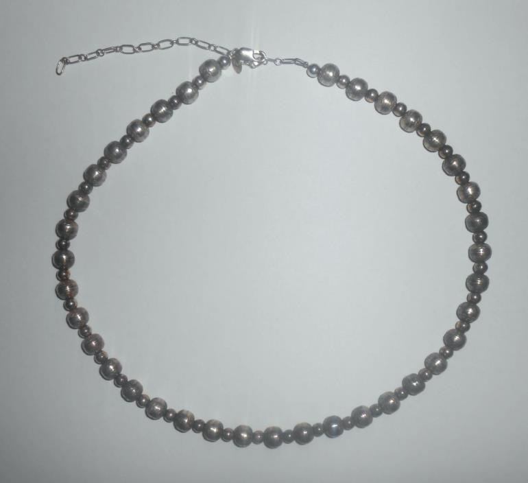 Carolyn Pollack Relios Sterling Silver 8mm 4mm Beaded Necklace 27.7 Grams