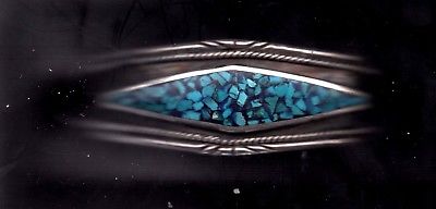 NAVAJO STERLING SILVER INLAY TURQUOISE STONES HEAVY BRACELET     12-1-17