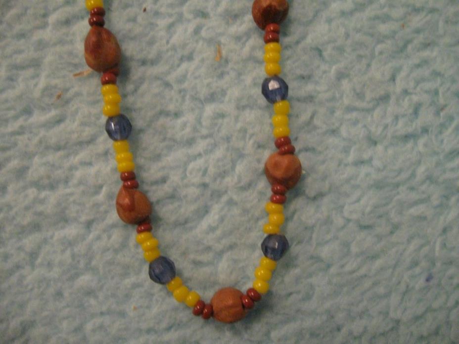 Vintage Ghost Necklace w/ Cedar Berry Seeds & Seed Beads - Protection - 15