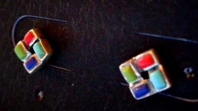 SOUTHWEST INLAY STERLING SILVER POST EARRINGS