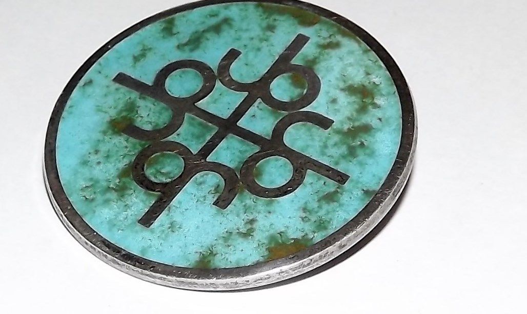 Sterling Silver Inlay Turquoise Brooch, Modernist Stunning Jo Jp Pin Native look