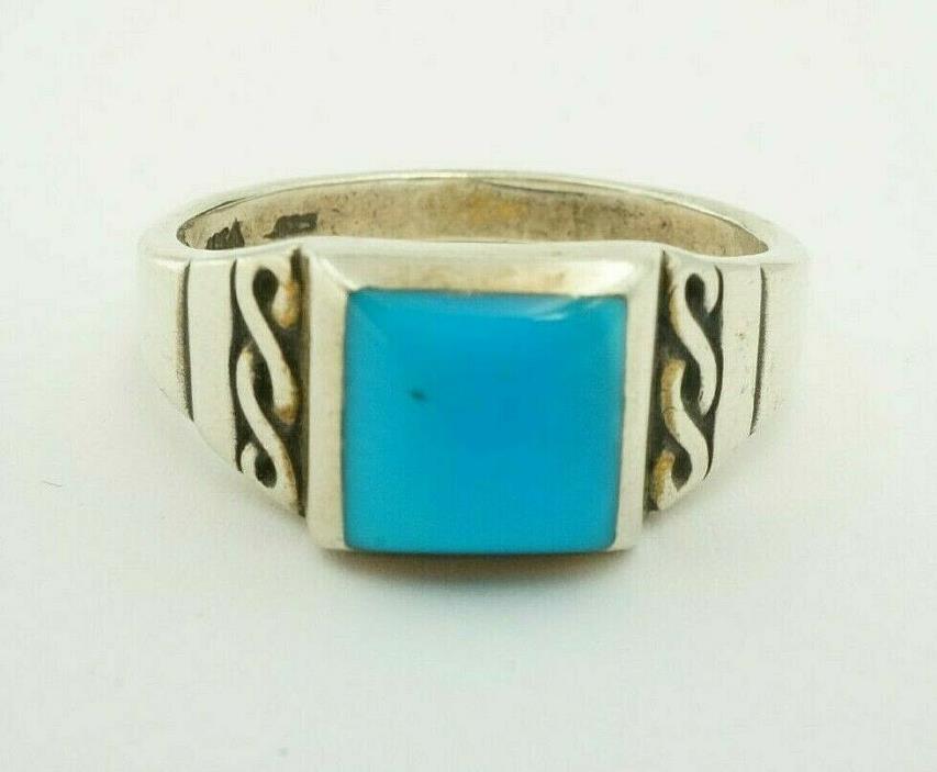 Southwestern Sterling Silver 925 Turquoise Men's Ring Size 11.75