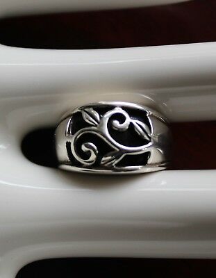 Southwest Style Silver Filigree over Black Onyx Dome 925 Siver Ring Size 10