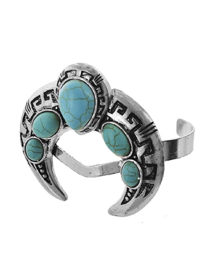 CUFF BRACELET in turquoise and silver tone  southwestern