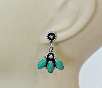 Running Bear Sterling Silver Rosette Concho Turquoise 1-3/8