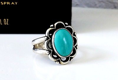 Designer Sterling Silver 925 Turquoise Southwestern Navajo Style Size 9 Ring