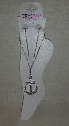 New Silvertone Crystal charm anchor chain anklet