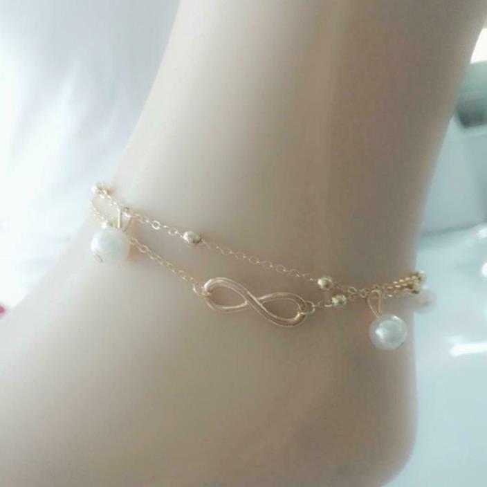 New Fashion Women Anklet Charm Trendy Artificial Pearls Jewelry Anklet WT88 02