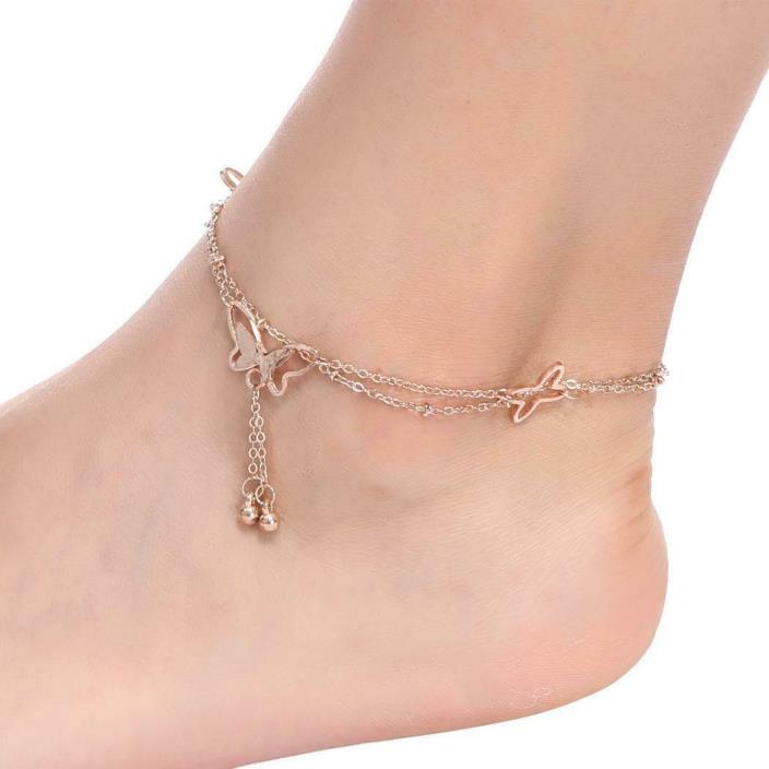 Women Fashion Barefoot Sandal Beach Butterfly Shape Charm Anklet WT88 03