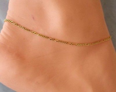 Gorgeous 14k gold layered Figaro Anklet Bracelet  10''  BFC04