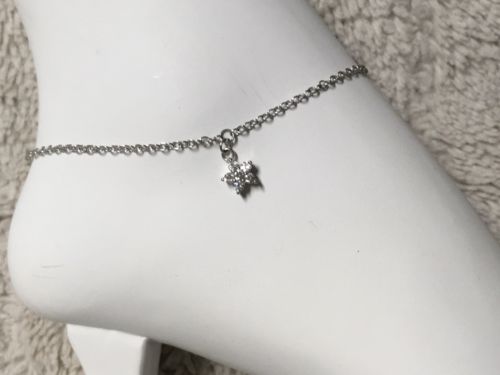 STAR CHARM CZ AND STERLING SILVER ANKLE BRACELET