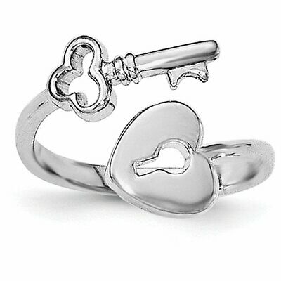 Goldia Sterling Silver Heart Lock & Key Toe Ring