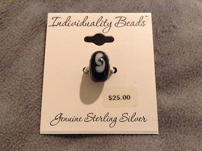 Individuality beads genuine sterling silver black swirly S