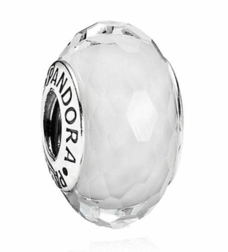 Authentic Pandora FASCINATING WHITE 791070 Murano Charm Bead With Pouch new