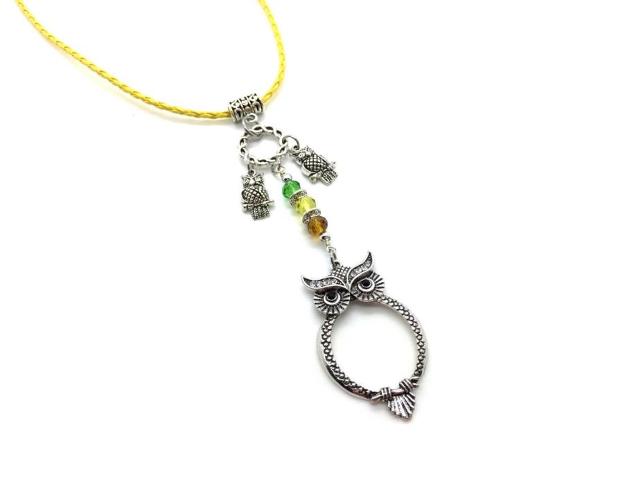 Owl Eyeglass Necklace, Eyeglass Loop, Eyeglasses Holder, Glasses Chain, Yellow