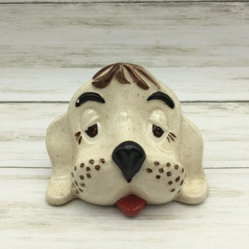 Vintage Ceramic Dog Puppy Eyeglass Holder Stand Painted