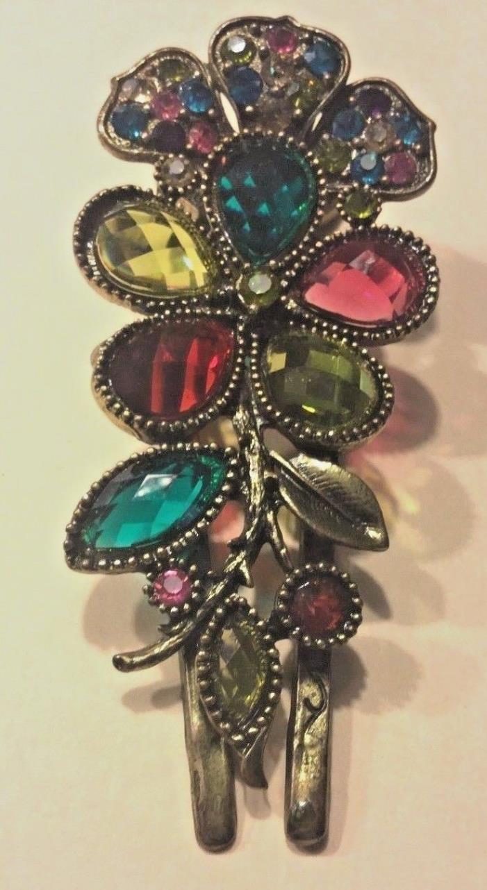 Hair Barrette or Towel Clip Swarovski Crystal NEW Brass