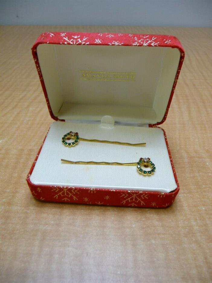 Amanda Smith Christmas Wreathe Hair Pins Bobby Pins Gold Tone In Box