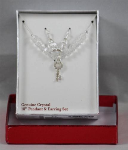 Crystal Pendant Earring Set Genuine 18