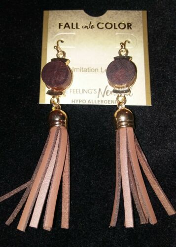 Large Goldtone Faux Leather Earrings 3 inches! Drag, Entertainers,Prom