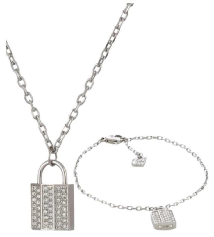 Swarovski Women's Crystal Stainless Steel Pendant Necklace Bracelet Set 5120621