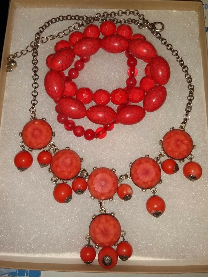 Necklace/bracelet set ~ Orange ~