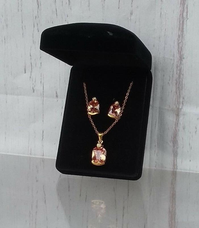 2pc Citrine Necklace Earring Set Gift Boxed Jewelry NWOT Stocking Stuffer