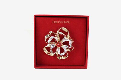 Charter Club  Two-Tone Holiday Red Crystal Flower Pendant