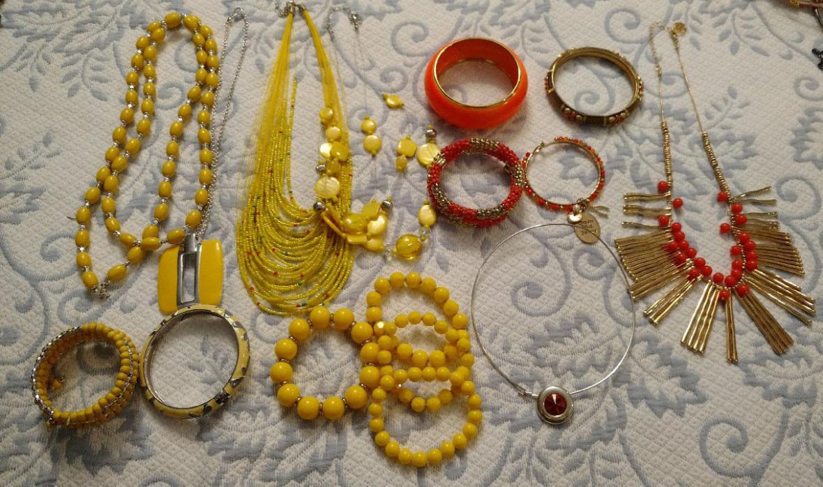 Lot of yellow & orange Jewelry mixed