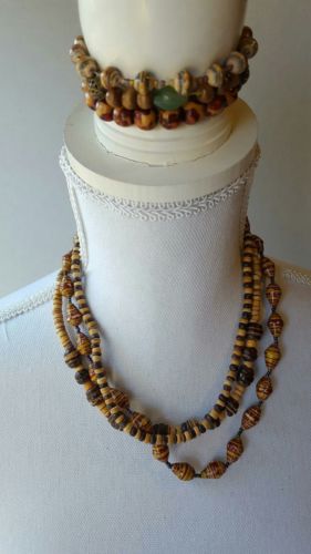 Wood bead necklace lot with bracelets