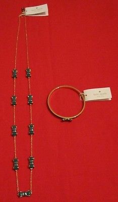 Kate Spade Take a Bow Necklace and Bracelet Set in Dusty Emerald- NWT
