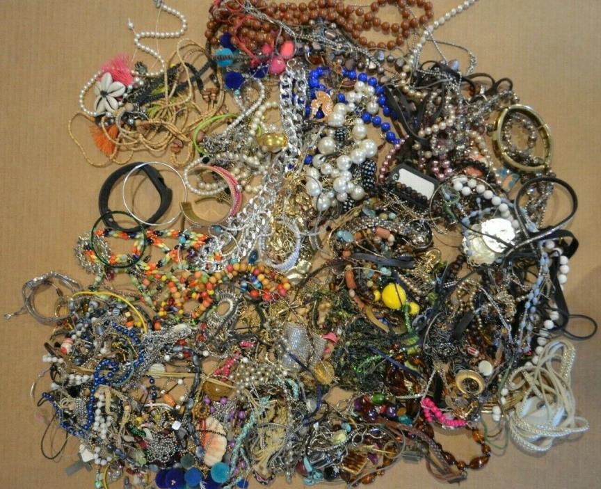 10lb Lot of Costume Jewelry Watches Pins Buttons Necklaces Bracelets Earrings