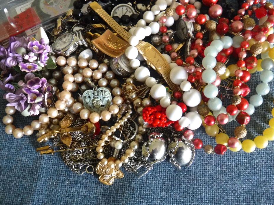 1950s-60s Estate Lot of  Costume Jewelry and Watches--Some Name Brands