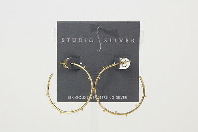 Studio Silver  18K Gold Beaded Hoop Earrings
