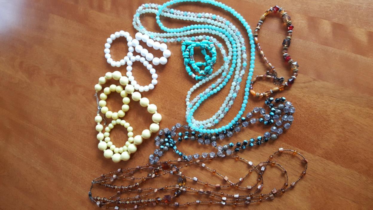 Fun Summer Bead Lot of Necklaces and Bracelets