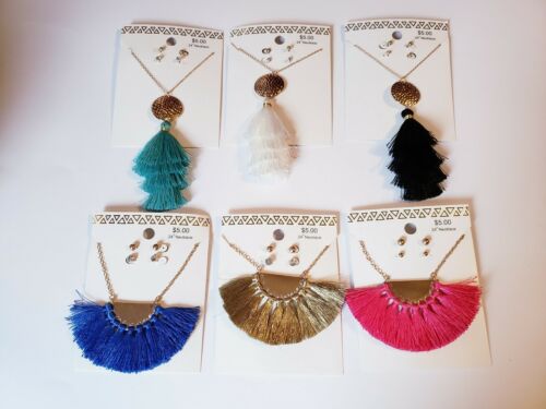 Costume Jewelry Lot 24 inch necklace earrings fringe tassel