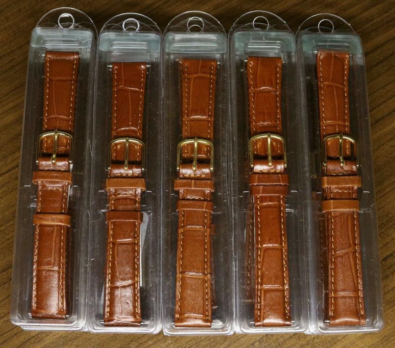 BIG LOT OF 50 IN CASES - 16MM BROWN GENUINE LEATHER WATCH BANDS! STOCK UP NOW!