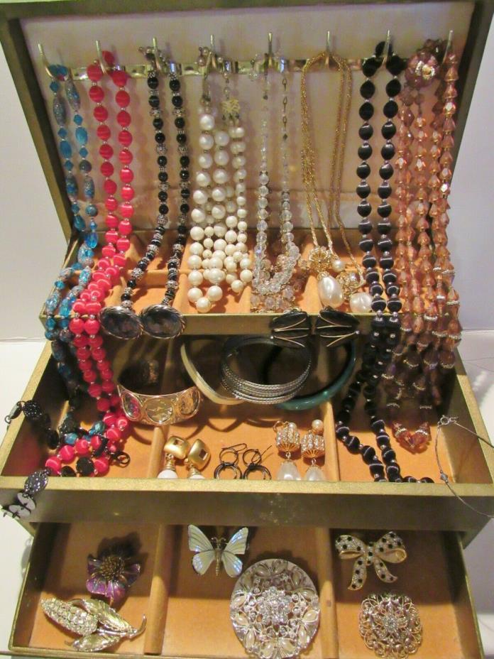 Vintage Jewelry Box Full of Vintage - Modern Jewelry All Wearable