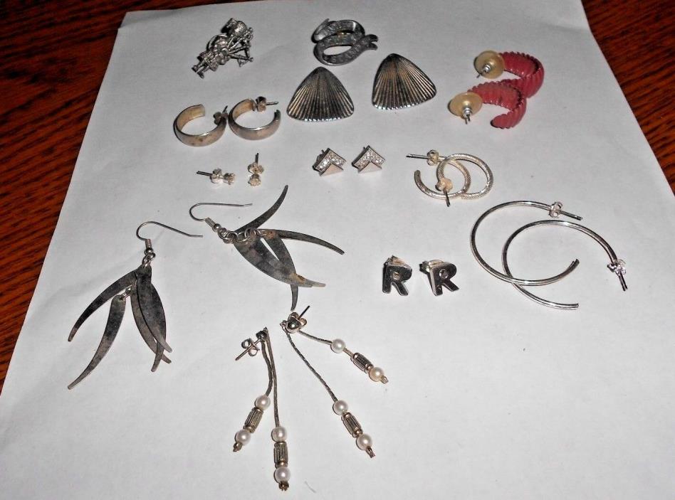 Mixed Lot of Costume Jewelry Earrings and Lapel Pins