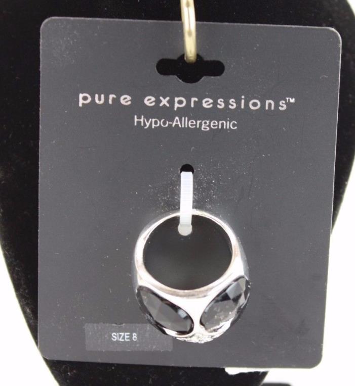 Pure Expressions Ring  Silver & Black  Color  Size 6