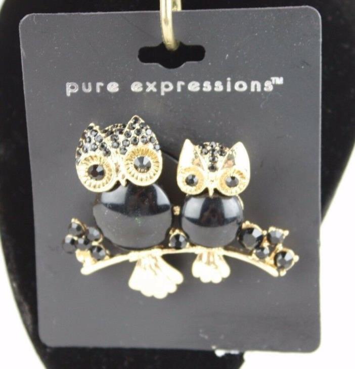 Pure Expressions  Owl Pin  Gold & Black Color