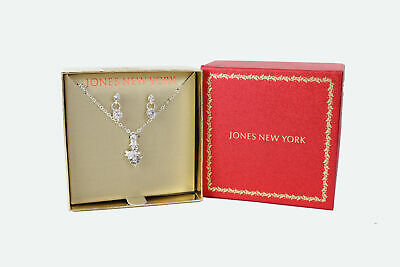 Jones New York Silver-Tone Snowman Pendant And Earrings