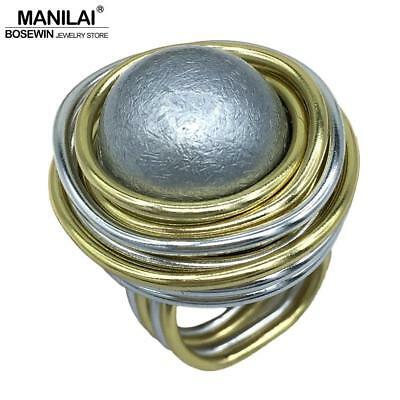 Unique Handmade Simulated Pearl Ring Fashion Jewelry Wire Spira Acrylic Bead Vin