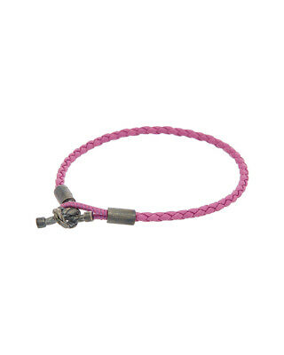 Bottega Veneta Intrecciato Leather Bracelet, Pink