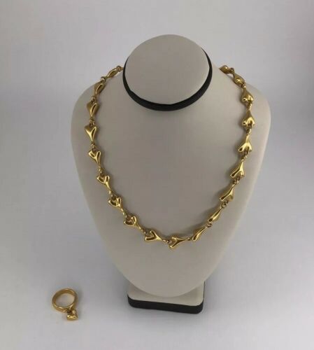 Vintage Robert Lee Morris Gold Plate Necklace and Size 5.75 Ring Set