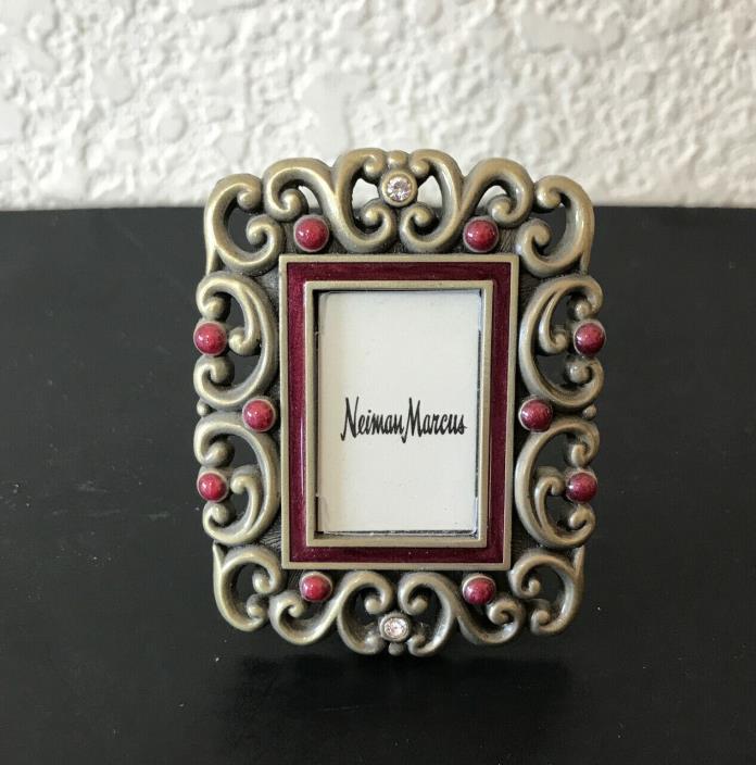 Jay Strongwater Mini Picture Frame Clip Brooch Stand Burgundy Neiman Marcus
