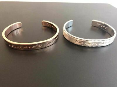 Mary Kay Silver Tone Ribbed Inspirational Metal Cuff Bracelet + Bonus Bracelet